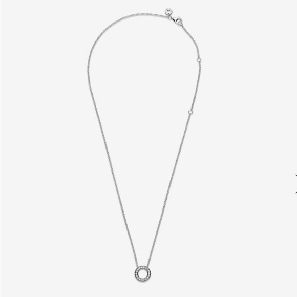 Pandora Logo Pave circle Collier necklace - Picture 2 of 11